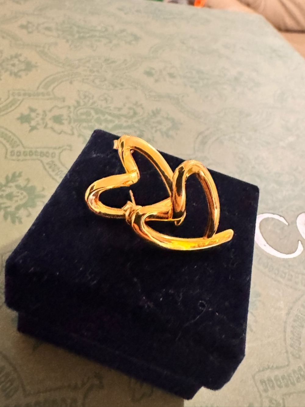 Gold Double Heart Brooch - Elegant Women's Jewelry